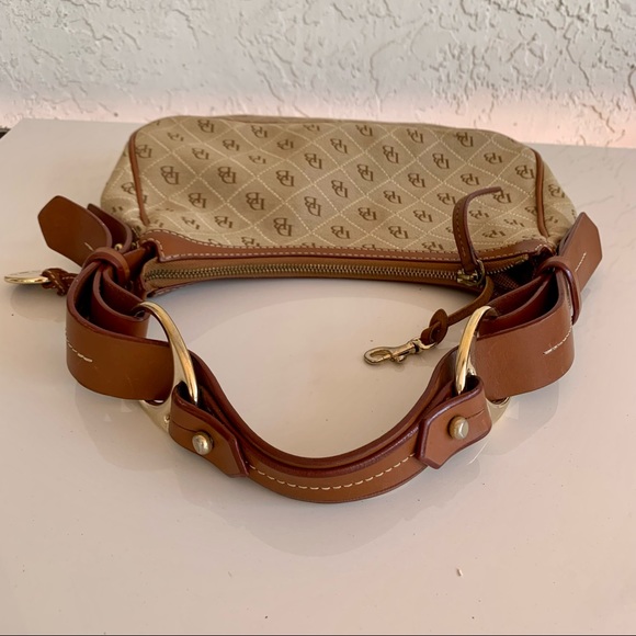 DOONEY & BOURKE Signature Logo Handbag Shoulder Bag Purse. Tan and Brown. - Picture 14 of 15